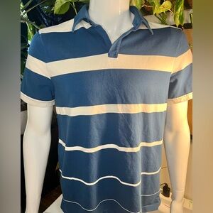 Banana Republic Striped Blue and White Polo